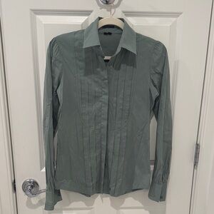 Theory Women's Tuxedo Green Blouse